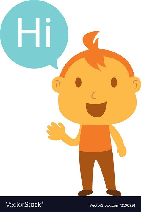 Boy Say Hi Royalty Free Vector Image Vectorstock