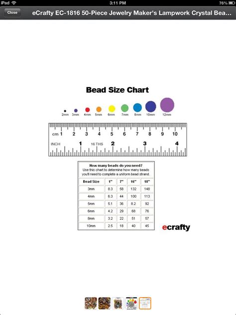 Visual Bead Size Chart Bead Size Chart Size Chart Beads