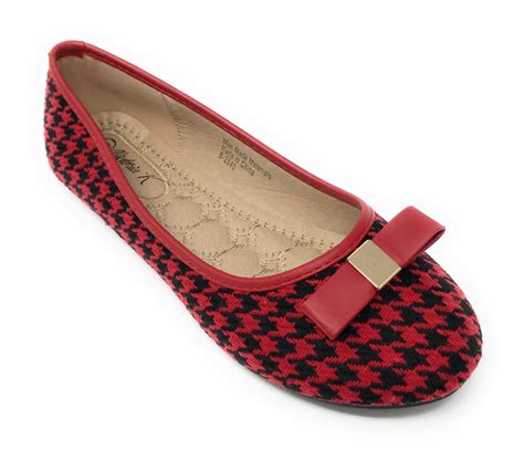 Victoria K Victoria K Womens Houndstooth Solid Bow Ballerina Flats