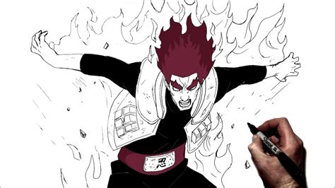 How To Draw Might Guy Eight Gates Step By Step Naruto Youtube
