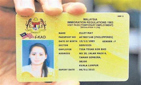 The passport needs to be valid for 18 months in order to receive the work permit visa. i-kad for foreigners