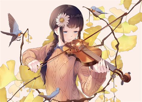 Anime Anime Girls Violin Hd Wallpaper