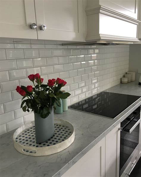 Bevelled Subway Tiles In My Classic White And Grey Kitchen