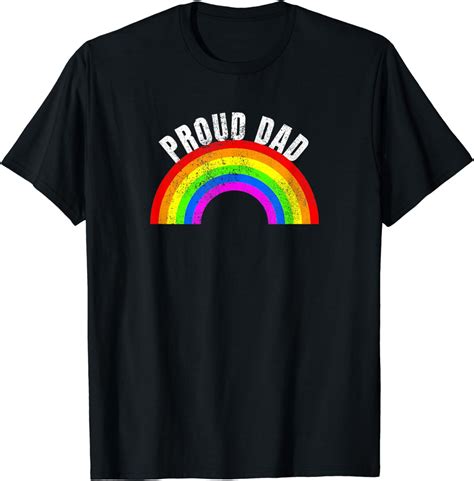Amazon Com Proud Dad Gay Son Pride Month Lgbt Lesbian Daughter Rainbow T Shirt Clothing