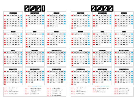 2021 And 2022 Calendar Printable 12 Templates