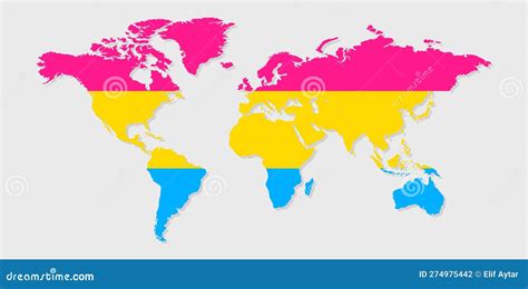 Pansexuality Pride Flag In A Shape Of World Map Flag Of Gay