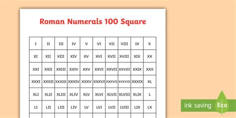 These days roman numerals are widely spread throughout the world as well as in the daily routine of human life. Roman Numerals 1-100 Square - Maths Resources (teacher made)