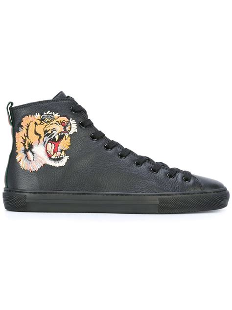 Lyst Gucci Tiger Hi Top Sneakers In Black For Men