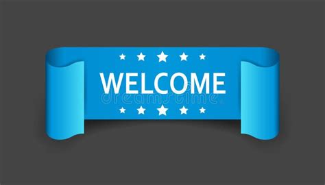 Welcome Ribbon Vector Icon Hello Sticker Label On Black Background