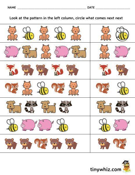 Free Printable Animal Pattern Worksheet For Kindergarten Pattern