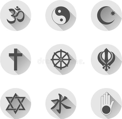 World Religion Symbols Flat Set Stock Vector Illustration Of Faith