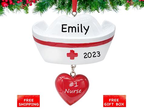 Nurse Ornament 2023 Personalized Nurse Christmas Ornament With Name Custom Number 1 Nurse Cap