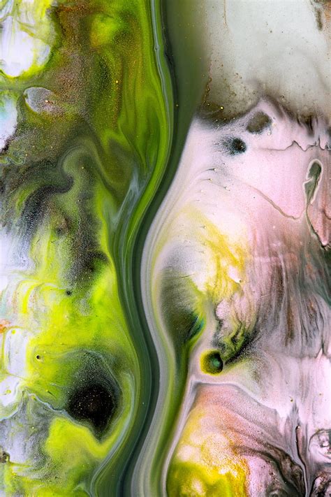 Paint Stains Spots Fluid Art Abstraction Green Hd Phone Wallpaper