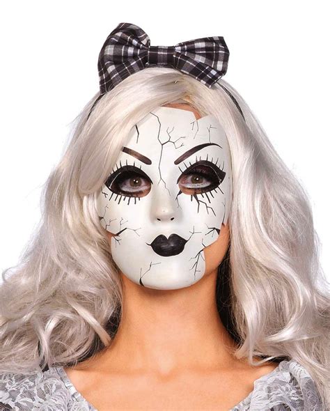 Porcelain Doll Mask With Cracks As Costume Accessories Horror