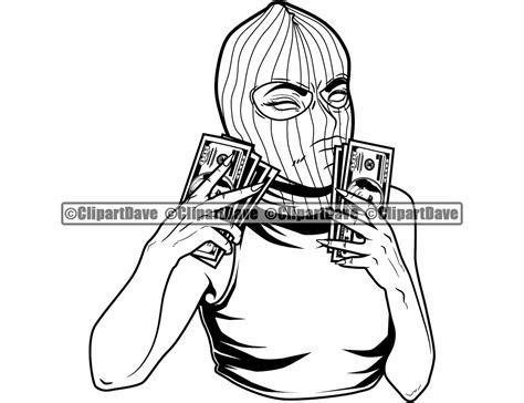 sexy gangster woman ski mask money stack shh svg design cash etsy