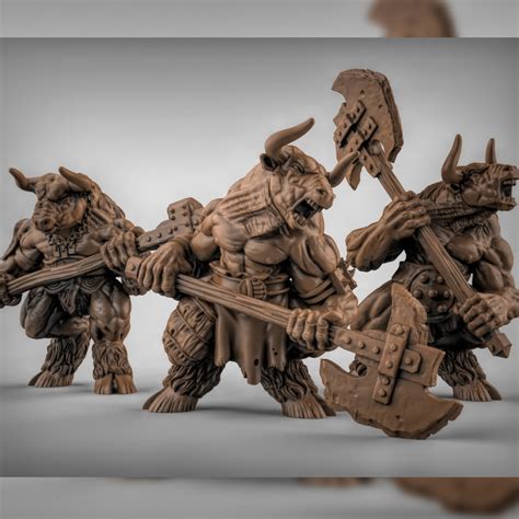 3 Minotaur Double Handed Axes Role Playing Miniatures Miniature Toys