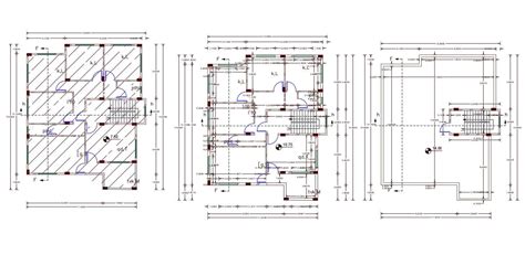12 X 16 Meter 3 Bedroom House Plan Autocad File Cadbull