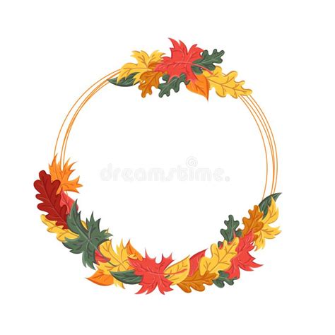 Round Frame With Autumn Leaves Background With The Image Of A Leaf
