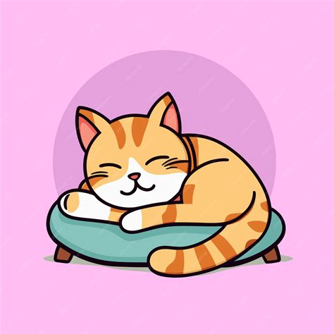 Premium Vector Free Vector Cute Cat Sleeping On Pillow Cartoon Icon