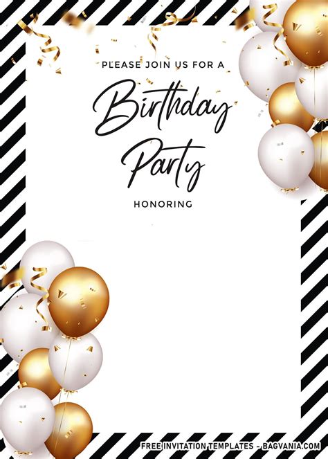 7 Cute And Elegant Balloons Themed Birthday Invitation Tem Free