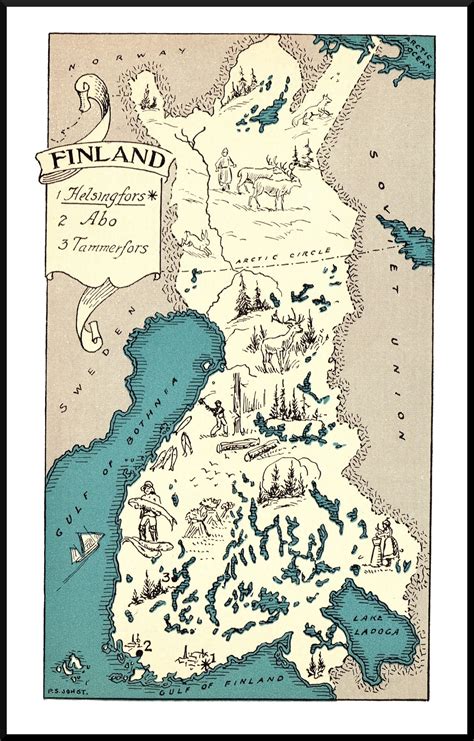 1930 S FINLAND Picture Map Wall Art Print Of Finland Wall Etsy Canada