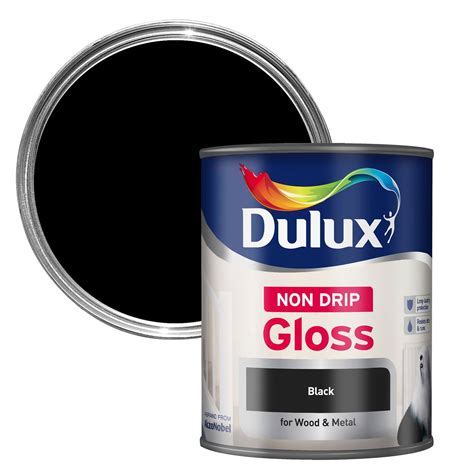 Dulux Non Drip Black Gloss Metal And Wood Paint 075l Departments