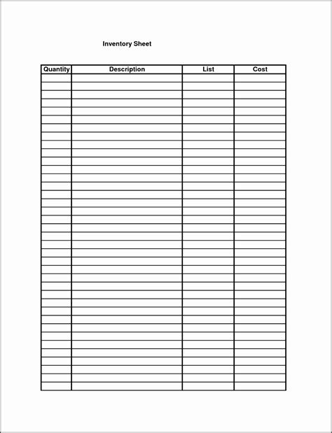 Insurance Inventory List Template Doctemplates Free Templates Download In Word Google