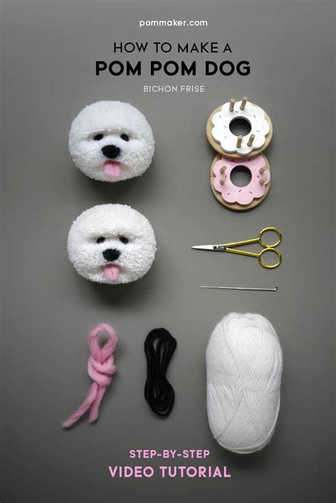 Pom Maker Tutorials How To Make A Pom Pom Dog Yarn Puppy White Title New
