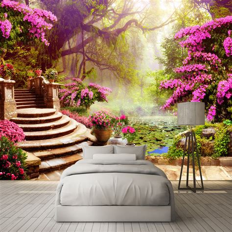 Custom 3d Wallpaper Mural Garden Forest Landscape Large Bvm Home