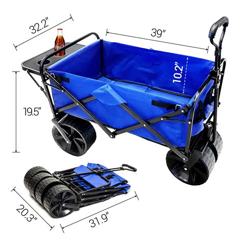 Collapsible Folding Wagon Beach Cart With Big Wheels For Beach Outdoor