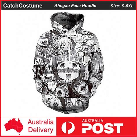 Ahegao Face Hoodie Mens Womens Hooded Sweatshirt Anime 3d Printed Pullover Ebay