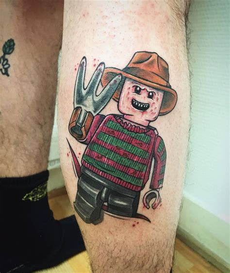 Lego Freddy Krueger Tattoo On The Calf