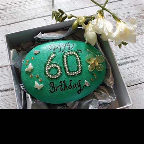 Ideas for celebrating your 60th birthday. 60th birthday gift for her, 60th keepsake pebble, for ...
