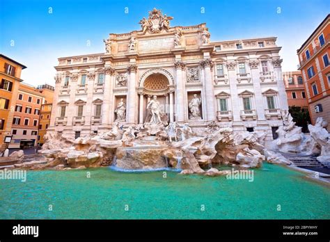 Majestic Trevi Fountain In Rome Street View Eternal City Capital Of