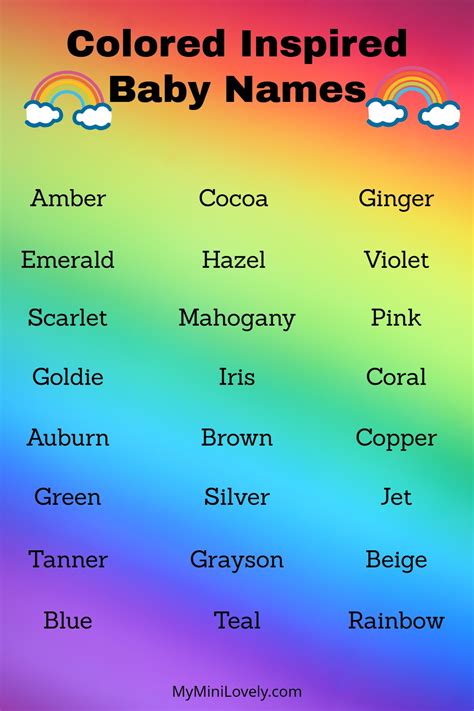 100 Colored Inspired Baby Names Myminilovely