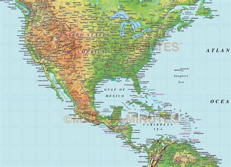 Digital Vector North America Medium Relief Map In Illustrator Cs Format