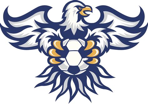 Cool Simple Blue Eagle Mascot With Soccerball Cartoon Vinyl Sticker