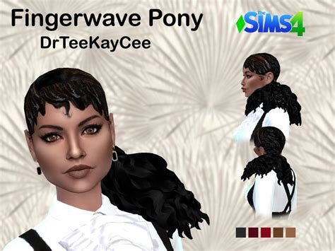 The Sims Resource Finger Wave Pony Hair By Drteekaycee Sims 4 Hairs