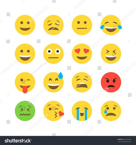 Abstract Funny Flat Style Emoji Emoticon Stock Vector 413992543