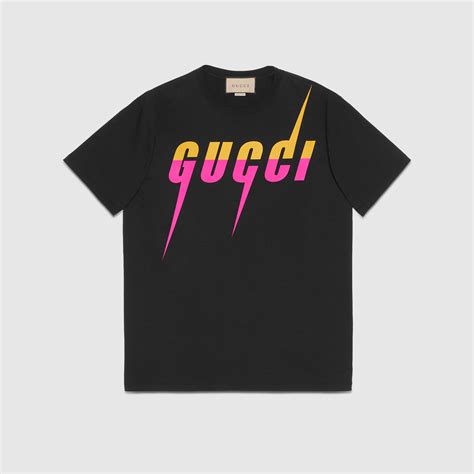 Cotton T Shirt With Gucci Blade Print In Black Gucci Th