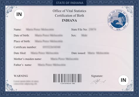 Indiana In Birth Certificate Online Us Birth Certificates