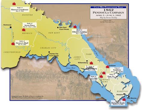 American Civil War Peninsula Campaign Seven Days Battles Map