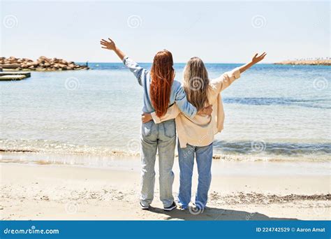 Young Lesbian Couple Of Two Women In Love At The Beach Stock Image Image Of Lesbian Outdoors