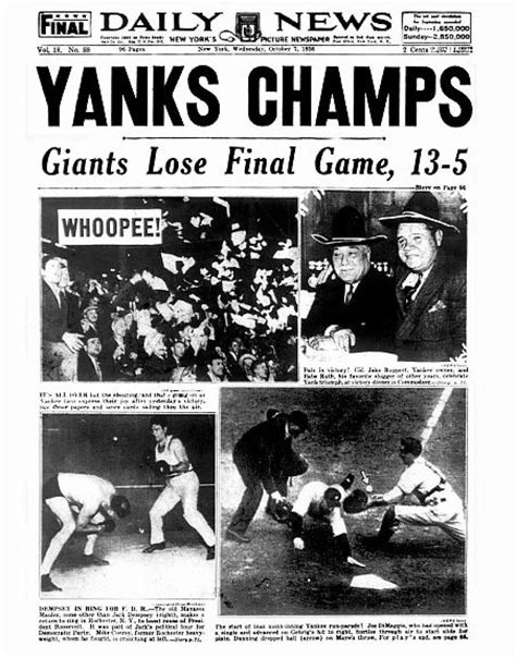 1936 Yankees winning world series newspaper | Yankees world series, World series, World series ...