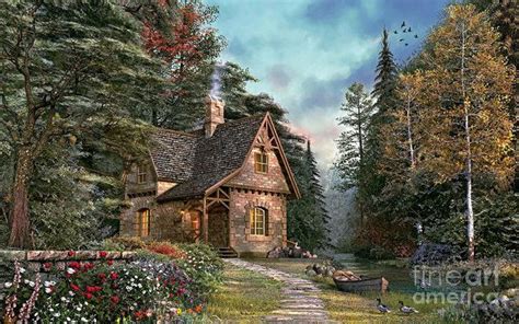 Architecture Print Featuring The Digital Art Woodland Cottage By