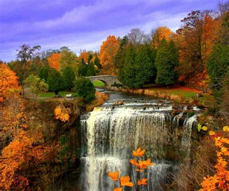Beautiful Fall Colors With Waterfall Autumn Waterfalls Waterfall