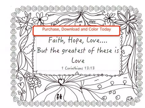 Faith Hope Love Downloadable Coloring Page Scripture Bible