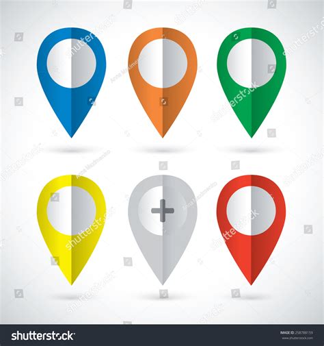 Set Bright Map Pointers Stock Vector Royalty Free 258788159
