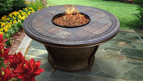 Tk Classics Tempe 48 Inch Round Slate Top Gas Fire Pit Table