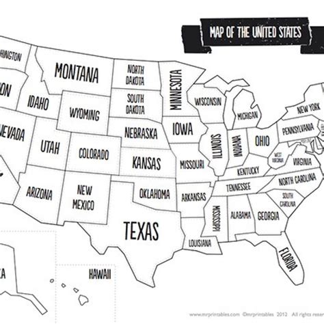 Printable Map Of The Usa Mr Printables Printable United States Maps